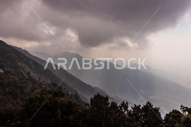 Wadi Hali rim in Al Souda mountains, Saudi Arabia