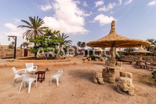 Rest area in Al Qassar heritage village on Farasan island, Saudi Arabia