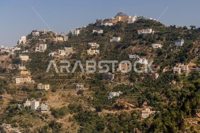 View of houses on a ridge in Fayfa village, Saudi Arabia View of houses on a ridge in Fayfa village, Saudi Arabia