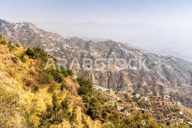 View of houses on a ridge in Fayfa village, Saudi Arabia