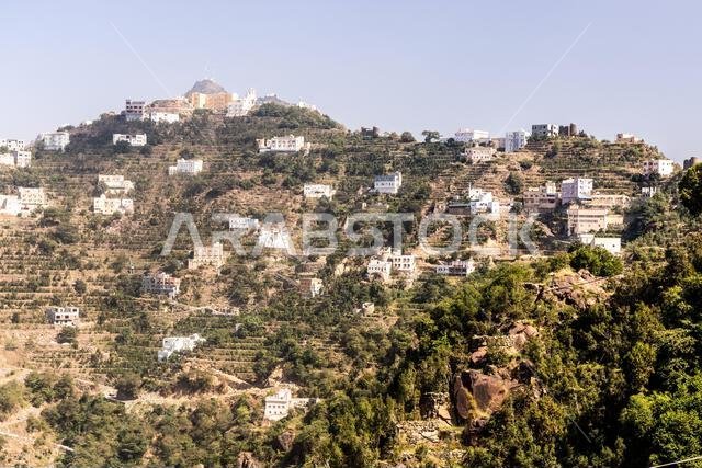 View of houses on a ridge in Fayfa village, Saudi Arabia