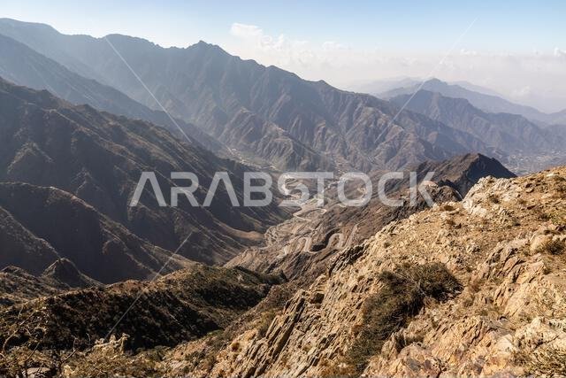 View of Wadi Hali in Al Souda mountains near Abha, Saudi Arabia