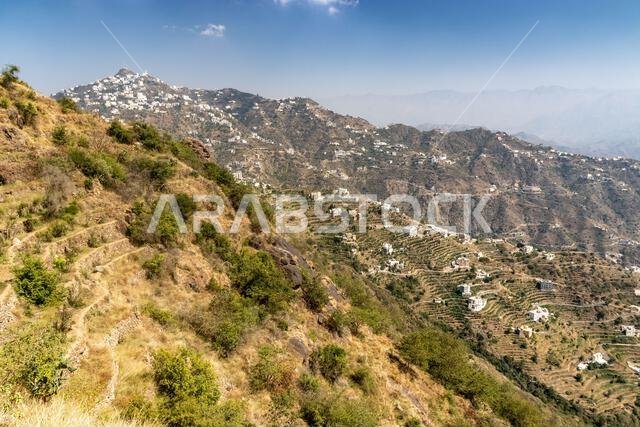 View of houses on a ridge in Fayfa village, Saudi Arabia