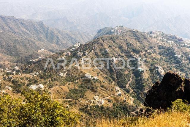 View of houses on a ridge in Fayfa village, Saudi Arabia