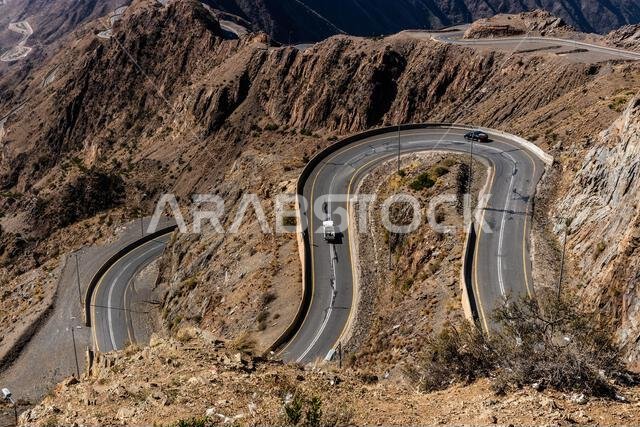 Mountain road 2442 between Abha and Rijal Alma, Saudi Arabia