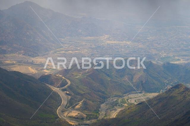 Landscape view of Taif Mountains from the top of Al hada Mountain road Landscape view of Taif Mountains from the top of Al hada Mountain road