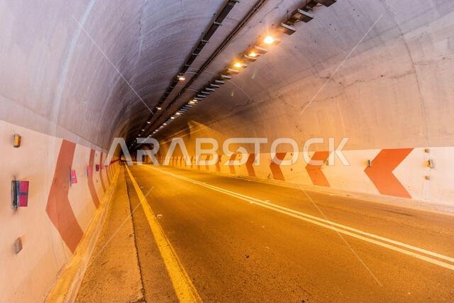 Tunnel at King Fahd Road in Sarawat mountains near Al Baha, Saudi Arabia