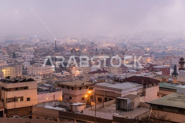 Evening aerial view of Abha, Saudi Arabia