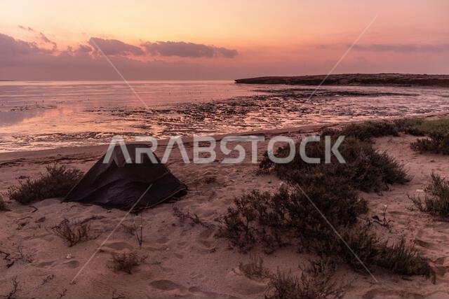 Camping at the beach of Farasan island, Saudi Arabia