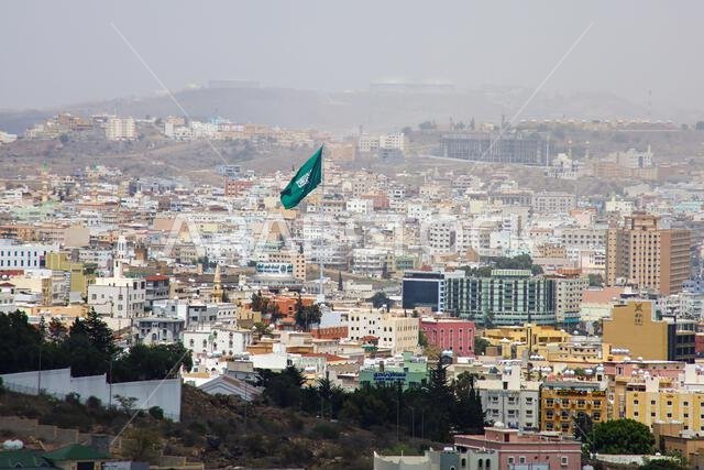 أبها، المملكة العربية السعودية، 6 يوليو 2022: أماكن سياحية جميلة في مدينة أبها - منظر حضري - منظر جوي من الأعلى