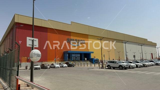 Riyadh, Saudi Arabia, August 5 2024. Amazon warehouse building the most famous online shopping app in Saudi Arabia