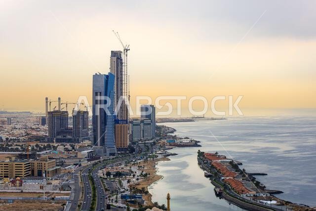 جدة، المملكة العربية السعودية، 1 يناير 2024: أفق المدينة - منظر جوي - مدينة جدة، المملكة العربية السعودية