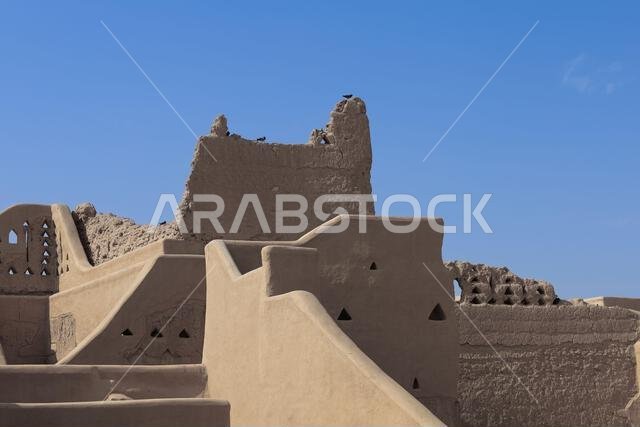 الرياض المملكة العربية السعودية 11 مارس 2023: الدرعية العاصمة القديمة . آثار الدرعية - الثقافة السعودية. اليوم الوطني