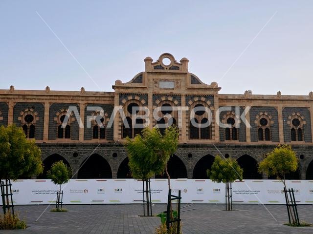 Medina, Saudi Arabia, June 28 2024: The Hejaz railway, Ottoman Turkish, was a narrow-gauge railway that ran from Damascus to Medina, through the Hejaz Medina, Saudi Arabia, June 28 2024: The Hejaz railway, Ottoman Turkish, was a narrow-gauge railway that ran from Damascus to Medina, through the Hejaz