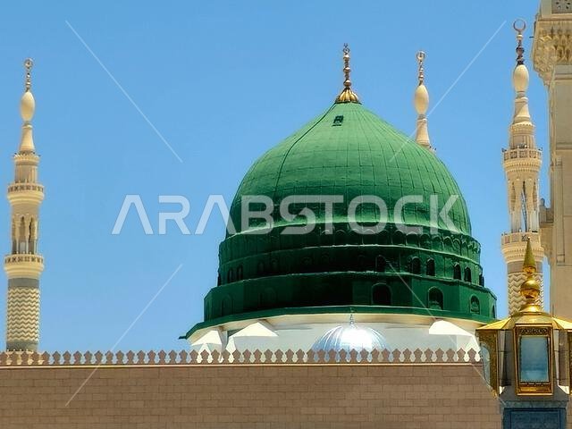 The Green dome of The Prophet's Mosque or Al Masjid Al Nabawi, a major site of pilgrimage that falls under the purview of the Custodian of the Two Hol