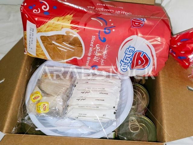 Mecca, Saudi Arabia, June 7 2024: canned stock meals for Egyptian pilgrims, meals during hajj pilgrimage season in Makkah city, quick meals offered in Mecca, Saudi Arabia, June 7 2024: canned stock meals for Egyptian pilgrims, meals during hajj pilgrimage season in Makkah city, quick meals offered in