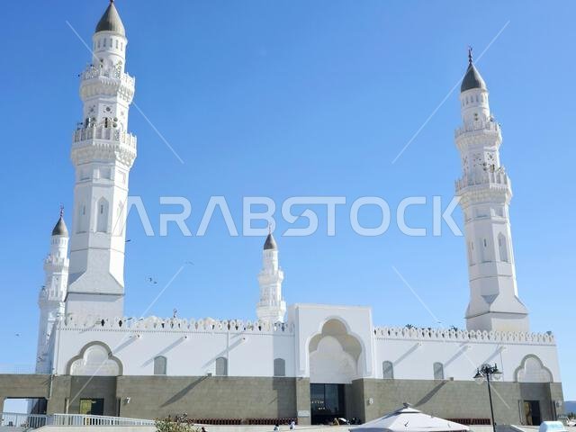 Medina, Saudi Arabia, June 27 2024: The Quba Mosque, thought to be the first mosque in the world, built on the first day of Muhammad peace be upon him