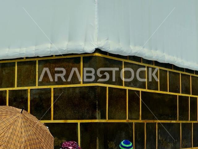 Mecca, Saudi Arabia, June 21 2024: Al Kaaba in Ihram cothing, The Kaaba a stone building at the center of Islam's most important mosque and holiest si