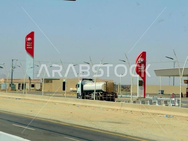 Makkah Madinah road, Saudi Arabia, June 25 2024: Naft Xtra petrol fuel gas station, petrol fuel price concept, Saudi Arabia gas and oil price, inflati