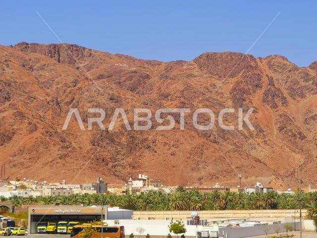 Medina, Saudi Arabia, June 27 2024: Mount Uhud, a mountain north of Medina, the site of the second battle between the Islamic prophet Muhammad and the