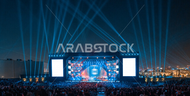 A picture of Mohammed Abdo Theater in Riyadh City Boulevard, activities and events of the Riyadh season, singing segments, art and entertainment, entertainment activities in the Riyadh Boulevard season in the Kingdom of Saudi Arabia