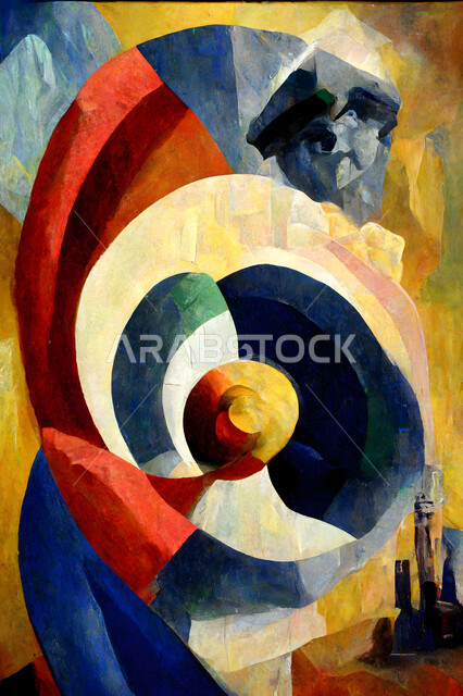 صورة مقربة للوحة فنية ابداعية ، رسوم فنية ، فن تشكيلي ، لوحة فنية جدارية ، لوجات رسم ، معارض و فنون 