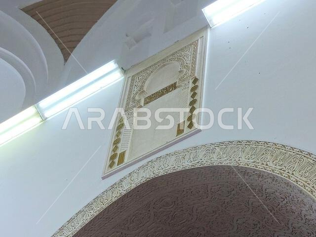 The old Qibla towards Al Aqsa mosque before the change to Kaaba, The Masjid Al Qiblatayn Mosque of the Two Qiblas, contained two mihrabs (niches indic