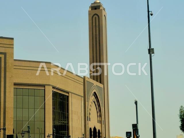 Mecca, Saudi Arabia, June 8 2024: A mosque in the streets of Makkah, the capital of Mecca Province in the Hejaz region of western Saudi Arabia and the