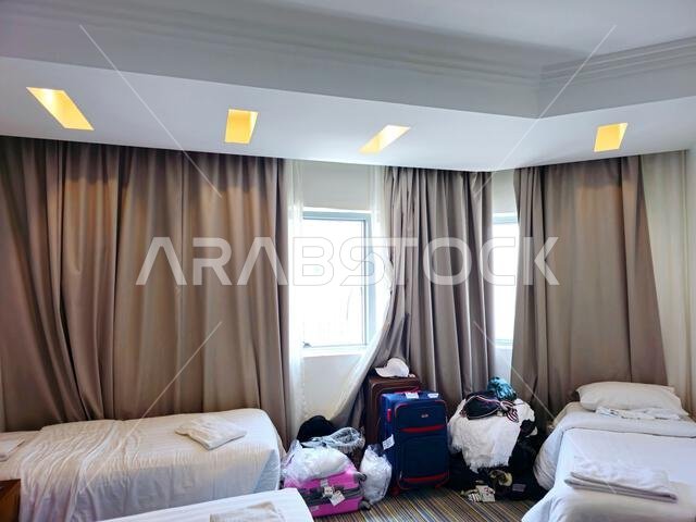 Mecca, Saudi Arabia, June 5 2024: Al Massa Grand hotel room in Mecca Makkah al-Mukarramah, Makkah city, the capital of Mecca Province in the Hejaz reg