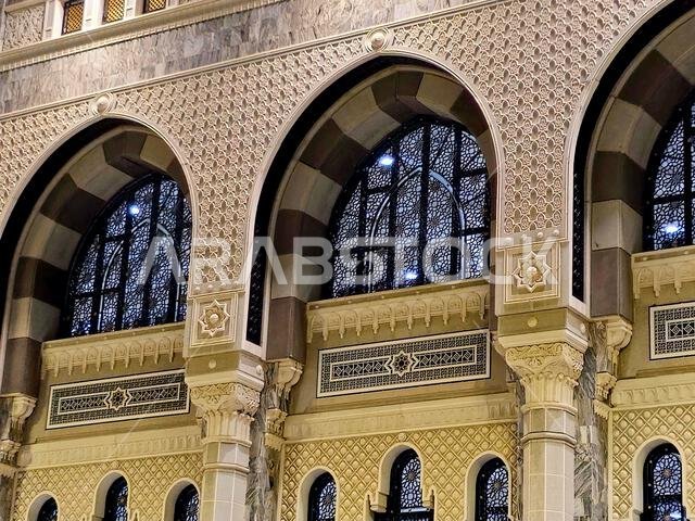 Mecca, Saudi Arabia, June 4 2024: Details of Al Masjid al-Haram, the Sacred Mosque or the Great Mosque of Mecca, is considered to be the most signific Mecca, Saudi Arabia, June 4 2024: Details of Al Masjid al-Haram, the Sacred Mosque or the Great Mosque of Mecca, is considered to be the most signific