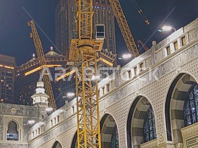 Mecca, Saudi Arabia, June 4 2024: Details of Al Masjid al-Haram, the Sacred Mosque or the Great Mosque of Mecca, is considered to be the most signific