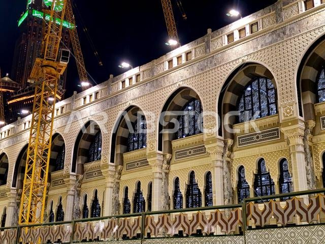مكة المكرمة، المملكة العربية السعودية، 4 يونيو 2024: تفاصيل المسجد الحرام، أو المسجد الحرام بمكة المكرمة، يُعتبر من أهم المعالم الدينية في العالم.