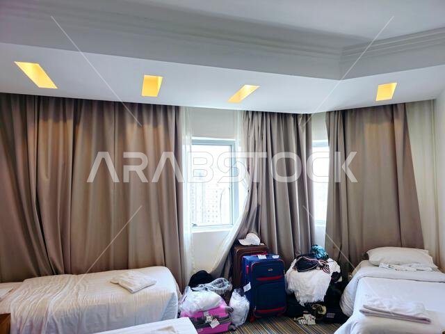 Mecca, Saudi Arabia, June 5 2024: Al Massa Grand hotel room in Mecca Makkah al-Mukarramah, Makkah city, the capital of Mecca Province in the Hejaz reg
