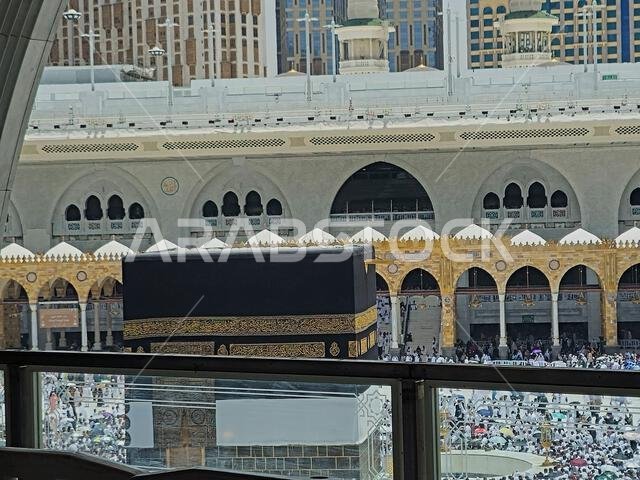 Mecca, Saudi Arabia, June 5 2024: Tawaf around Kaaba in Hajj, pilgrimage, Umrah, circumambulating, encircling, walk around the Holy Ka'abah seven time Mecca, Saudi Arabia, June 5 2024: Tawaf around Kaaba in Hajj, pilgrimage, Umrah, circumambulating, encircling, walk around the Holy Ka'abah seven time