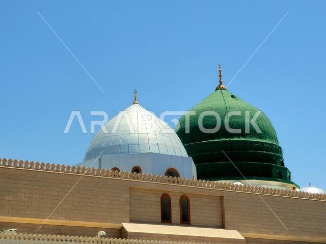 The Green dome of The Prophet's Mosque or Al Masjid Al Nabawi, a major site of pilgrimage that falls under the purview of the Custodian of the Two Hol