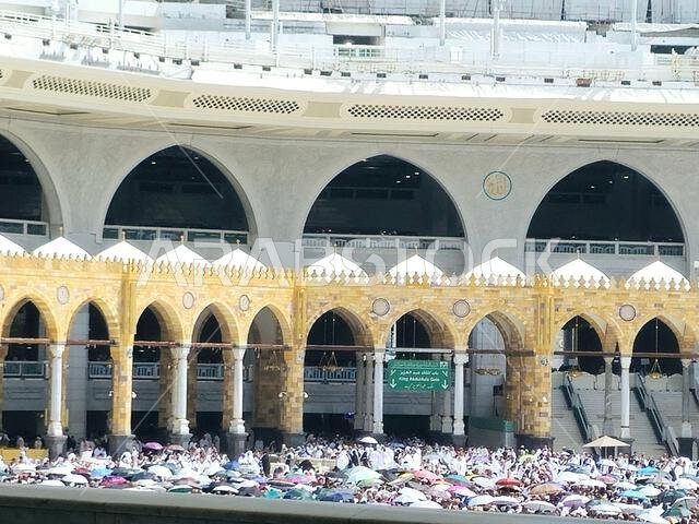 Mecca, Saudi Arabia, June 4 2024: Masjid al-Haram, the Sacred Mosque or the Great Mosque of Mecca, is considered to be the most significant mosque in Mecca, Saudi Arabia, June 4 2024: Masjid al-Haram, the Sacred Mosque or the Great Mosque of Mecca, is considered to be the most significant mosque in