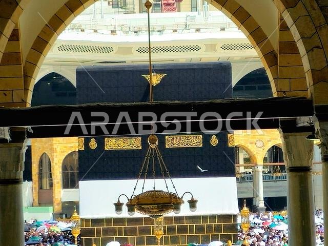 Mecca, Saudi Arabia, June 4 2024: Al Masjid Al Haram and Al Kaaba in Hajj, pilgrimage, Umrah, circumambulating, encircling, walk around the Holy Ka'ab Mecca, Saudi Arabia, June 4 2024: Al Masjid Al Haram and Al Kaaba in Hajj, pilgrimage, Umrah, circumambulating, encircling, walk around the Holy Ka'ab