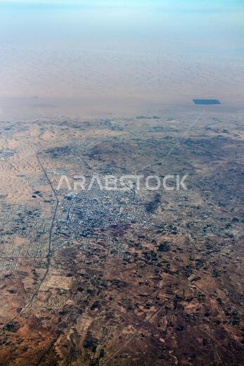 Aerial view of the Arabian desert in Saudi Arabia.