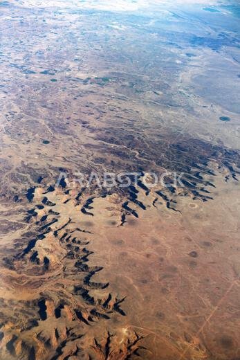 Aerial view of the Arabian desert in Saudi Arabia.