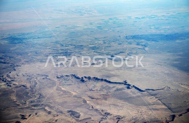 Aerial view of the Arabian desert in Saudi Arabia.