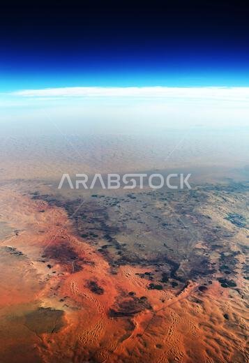 Aerial view of the Arabian desert in Saudi Arabia.