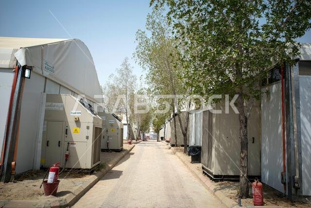 Permanent tents in Arafah, Saudi Arabia for Wukuf worship for hajj pilgrims from many countries.