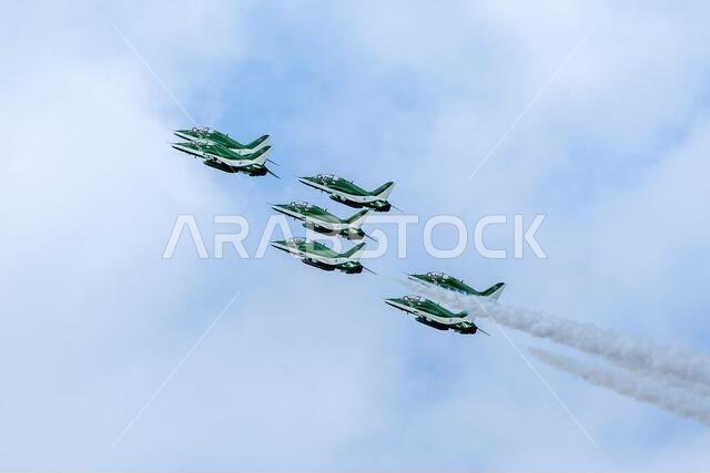 Royal Saudi Air Force - Saudi Hawks, arriving at RAF Fairford to perform at the Royal International Air Tattoo 2024.