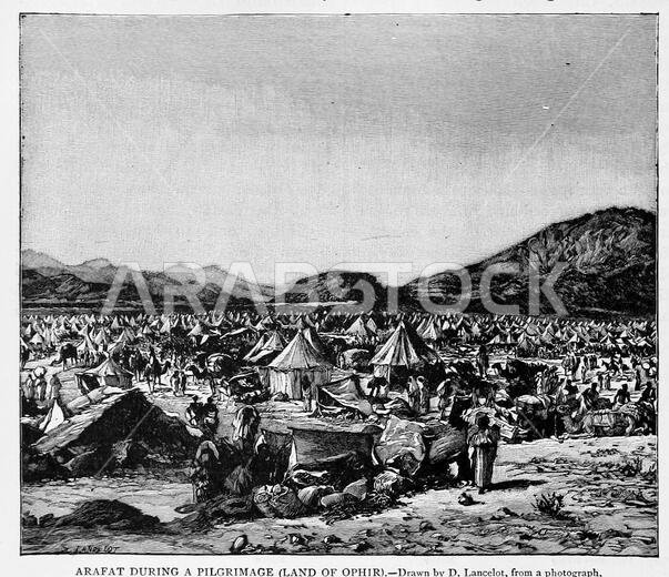 ARAFAT DURING A PILGRIMAGE (LAND OF OPHIR). Drawn by D. Lancelot from volume II of Ridpath's Universal history by Ridpath, John Clark, 1840-1900 published in 1897
