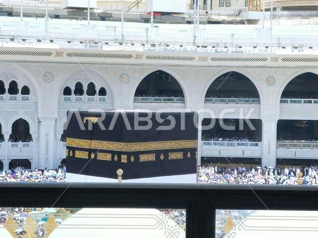 Mecca, Saudi Arabia, June 5 2024: Tawaf around Kaaba in Hajj, pilgrimage, Umrah, circumambulating, encircling, walk around the Holy Ka'abah seven time Mecca, Saudi Arabia, June 5 2024: Tawaf around Kaaba in Hajj, pilgrimage, Umrah, circumambulating, encircling, walk around the Holy Ka'abah seven time