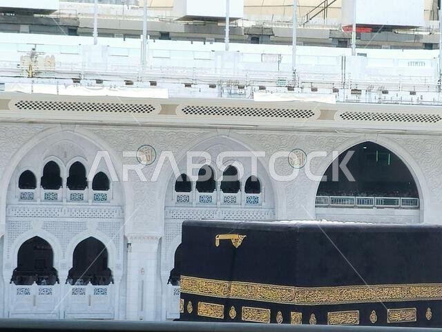 Mecca, Saudi Arabia, June 5 2024: Tawaf around Kaaba in Hajj, pilgrimage, Umrah, circumambulating, encircling, walk around the Holy Ka'abah seven time