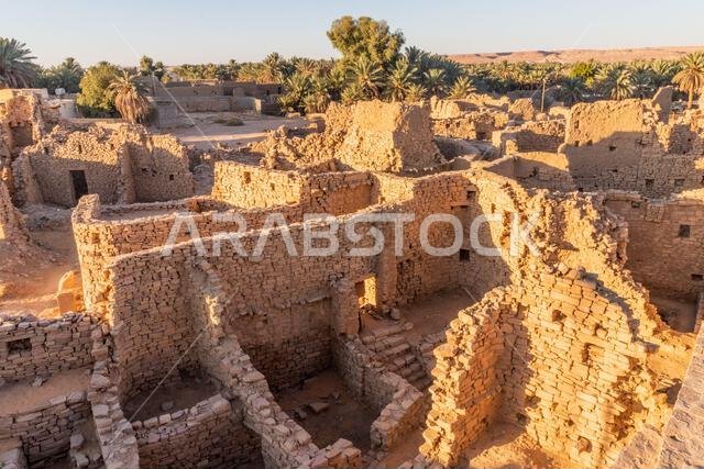 صورة جوية لأطلال حي الدارعي في دومة الجندل، المملكة العربية السعودية