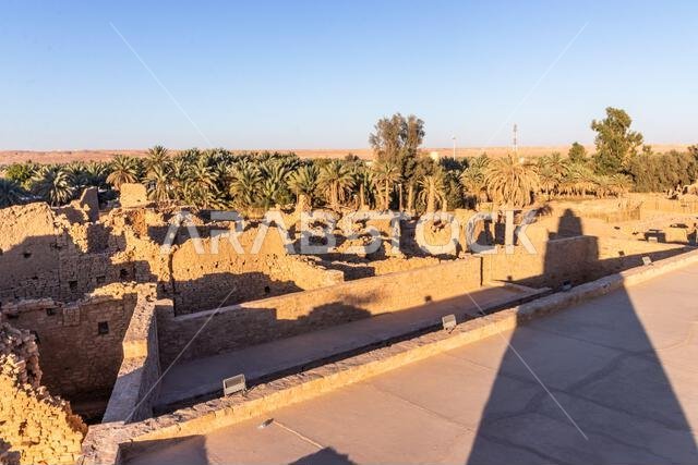 صورة جوية لأطلال حي الدارعي في دومة الجندل، المملكة العربية السعودية
