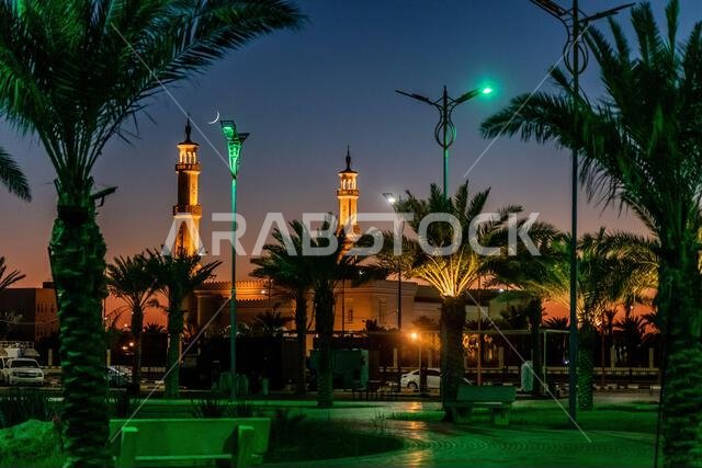 منظر ليلي لمسجد في سكاكا، المملكة العربية السعودية منظر ليلي لمسجد في سكاكا، المملكة العربية السعودية