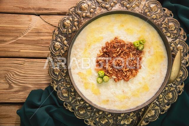 Arabic Cuisine; 'Jareesh' is a national dish in Saudi Arabia. It's a delicious grain-based stew made from crushed wheat.